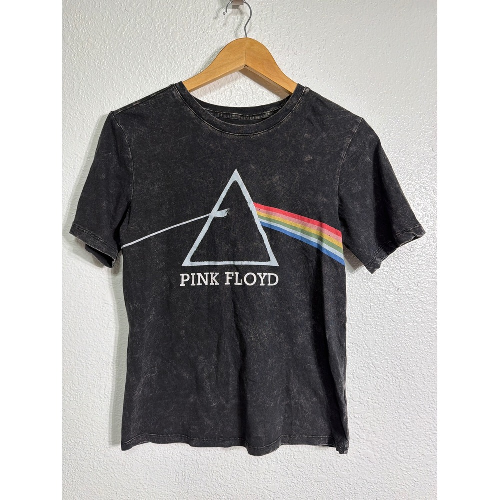 Pink Floyd Dark Side of the Moon Acid Wash Graphic Tee Boys Large 10/12 Black
